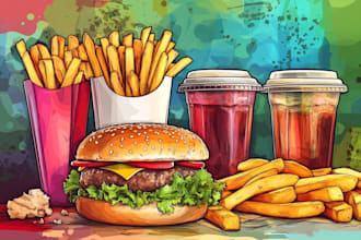 draw realistic food illustrations for menu or branding