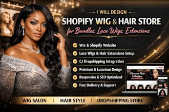 design wix shopify wig and hair store lace wigs extensions dropshipping store cj
