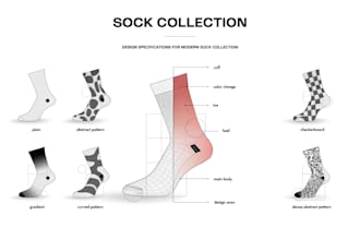 custom socks design patterns with tech pack mockup branding collection