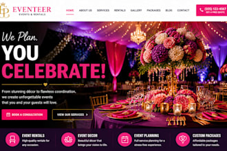 design wix party rental website event planner website event decorator website