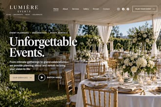 design wix event decorator website party rental website event planner website
