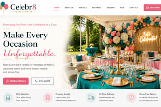 design wix party rental website event decorator website event planner website