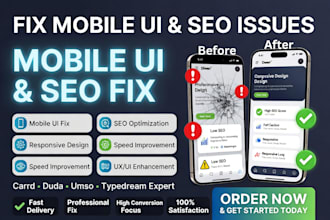 fix mobile UI and SEO issues on duda umso carrd typedream website