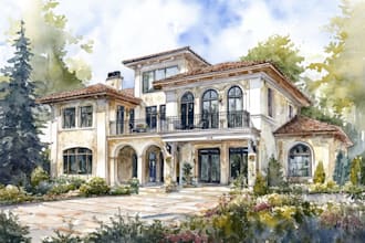 paint watercolor house portrait