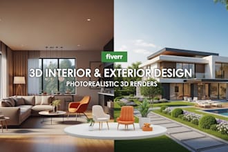 do interior design, photorealistic 3d render, 3d exterior design, 3d home décor