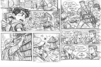 write and design comic book script, comic book illustration design, comic strip