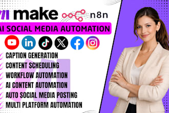 social media automation youtube linkedin automation make com automation workflow