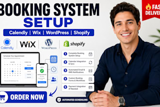 set up calendly calcom simplybookme zoho bookings with wix wordpress shopify