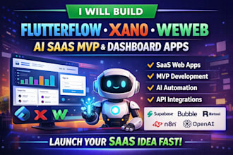 flutterflow xano weweb base44 react next js ai saas web app mvp dashboard portal