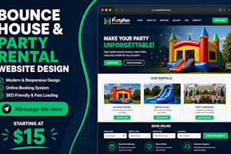 design bounce house and party rental booking website, eventbrite
