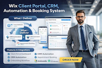 create wix client portal onboarding workflow and scheduling setup, wix dashboard