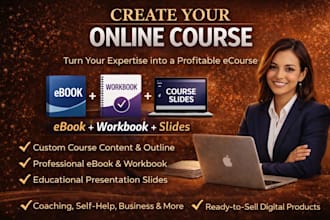 create a sellable online course, course creation, workbook  and matching ebook