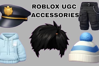 design custom roblox ugc hair, ugc accessories, 3d furry roblox clothing models