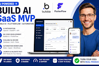 build ai startup mvp saas builder bubble io flutterflow automation