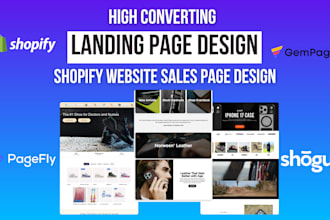 design high converting custom landing page website, shopify sales page design