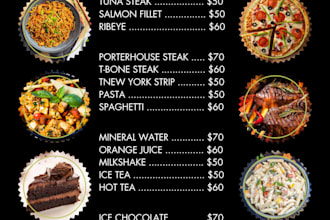 design professional food menu and restaurant flyers in canva