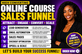 do online course sales funnel setup, emails automation, email template design