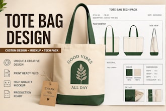 design tote bag shopping bag custom bag design tech pack mockup