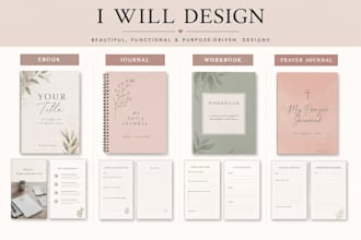 design self care journal, prayer journal, business and kid activity journal