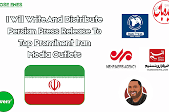 write and distribute persian press release to top prominent iran media outlets