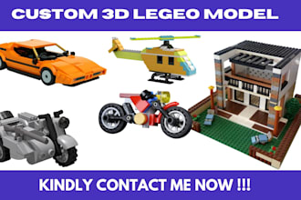 design custom 3d lego model, lego car, moc, bike, with PDF manual instructions