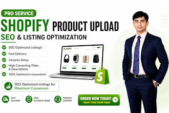 upload products and do SEO product listing on shopify and wordpress