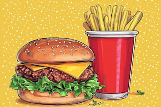 draw food illustration using watercolor