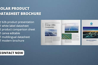 design solar product technical datasheet, brochure, editable canva spec sheet