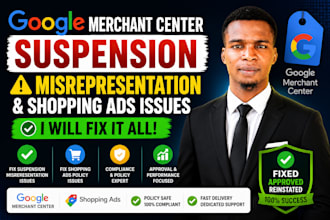 fix google merchant center suspension misrepresentation and shopping ads issues