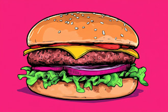 design cute and colorful cartoon food illustration for logo