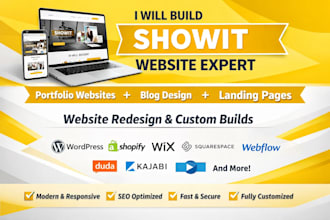 build showit portfolio website redesign showit blog custom landing page website