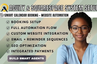 setup acuity scheduling, squarespace website, and full automation flow