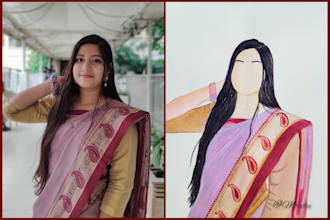 draw a custom minimalist faceless portrait illustration