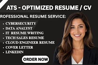 write professional ats resume for IT cybersecurity tech sale data analyst resume