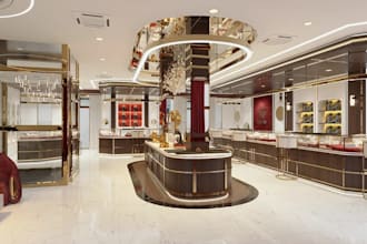 modernize luxury jewelry store,interior design, retail store,commercial render