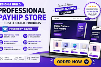 design a professional payhip website or build your payhip store to sell digital