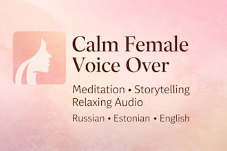 a calm female voice over for meditation, storytelling and ads