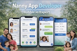 develop nanny poppins app on bubble with profiles, chat, subscription, filter