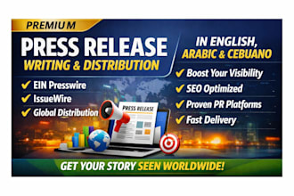 do english arabic cebuano,  pr articles writing, distribution on ein presswire