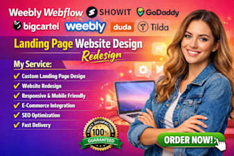 design weebly webflow showit godaddy big cartel landing page website design