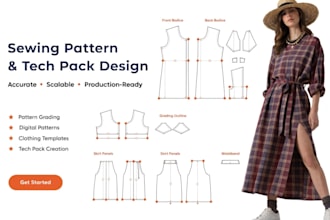 digital garment sewing pattern design with cad grading for fashion brands