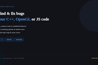 fix bugs and debug your c, opengl or javascript code