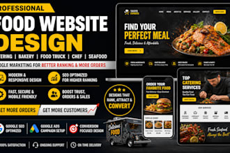 design food catering website bakery food truck website chef seafood website
