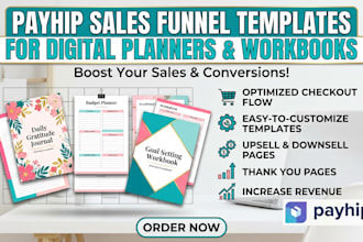 design payhip store sales funnel templates printable digital planners workbook