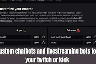 build custom chatbots and livestreaming bots for your twitch or kick