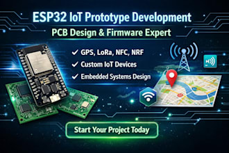 develop iot prototypes with pcb design, esp32, gps, lora, nfc and nrf wifi ble
