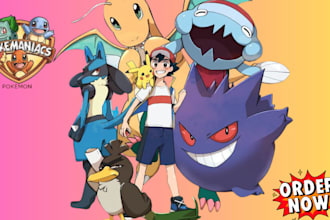 draw pokemon team with you as trainer in outstanding quality