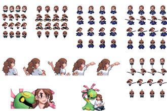 create custom gen 2,3,4,5 pokémon, fakemon, overwold trainer pixel art sprites