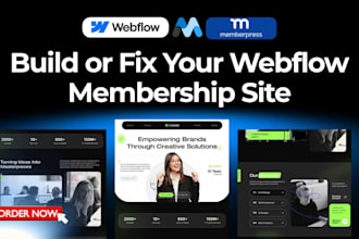fix, edit webflow website and build webflow membership website with memberstack