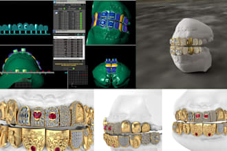 create 3d cad design for grillz, fit grillz model,   for 3d printing, and render